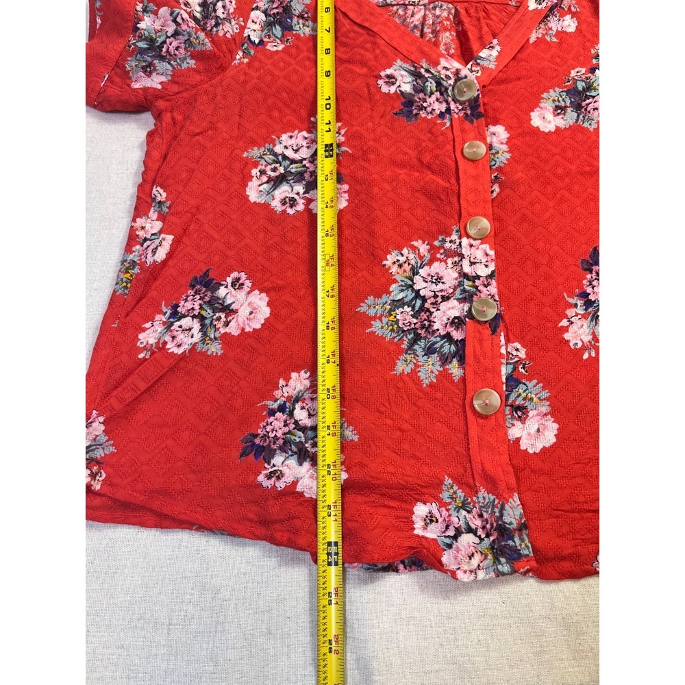 Anthropologie Maeve Hansley Orange Floral V Neck Boho Top Womens sz 10 Summer - Picture 15 of 16